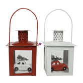 Decoris Iron Lantern with Car 10.5cm - 2 Assorted Colours
